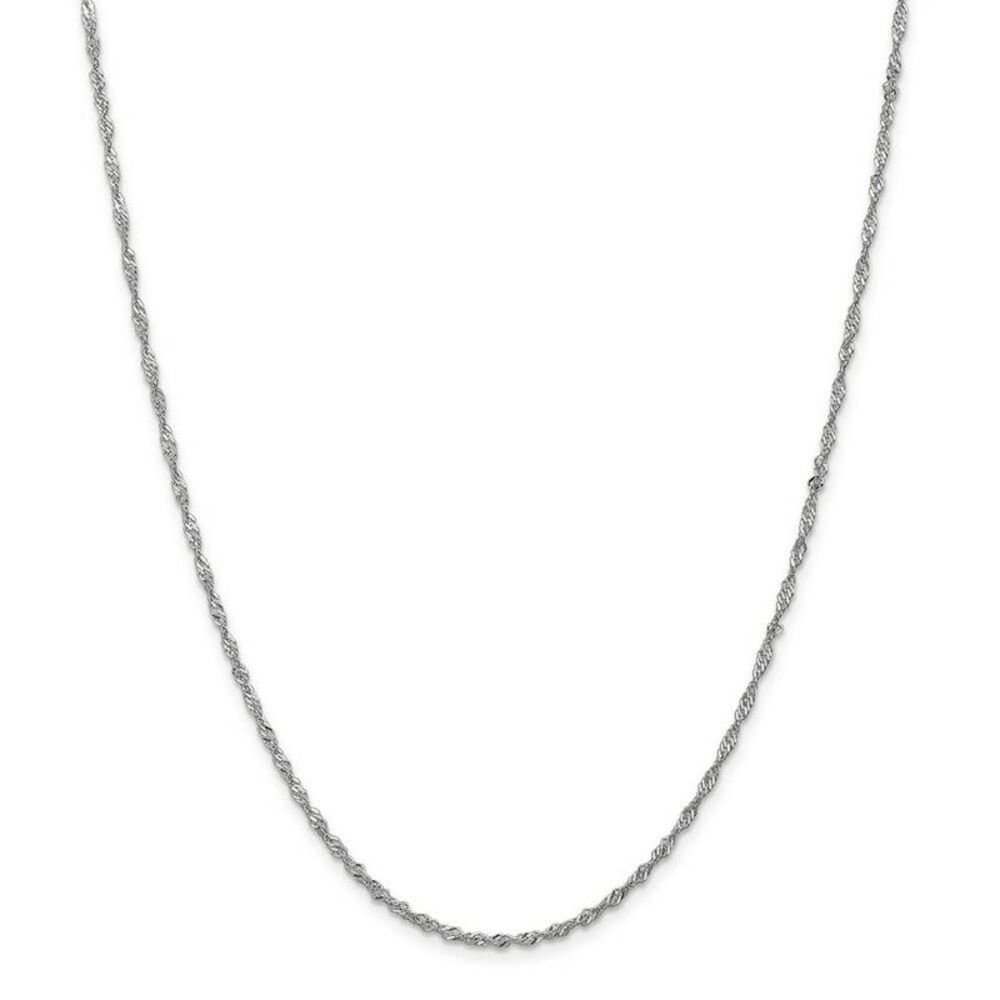 1.6mm 14k White Gold Diamond Cut Singapore Chain Necklace, 18 Inch